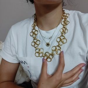 Stella & Dot Jewelry - Golden Circular Long Chain Necklace Stella & Dot Jewelry - Golden Circular Long Chain Necklace